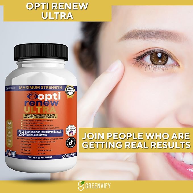 Opti Renew Ultra Maximum Strength Eye Health Supplement 24 Premium Vision Health Herbal Extracts Vitamins and Minerals 60 Capsules (3)