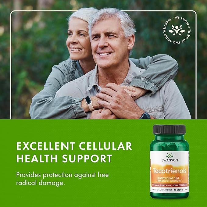 Swanson Double Strength Tocotrienols Antioxidant Supplement for Heart-Health-Conscious Adults with Delta- and Gamma-Tocotrienols (60 Liquid Capsules 100 mg Each 2 Pack)