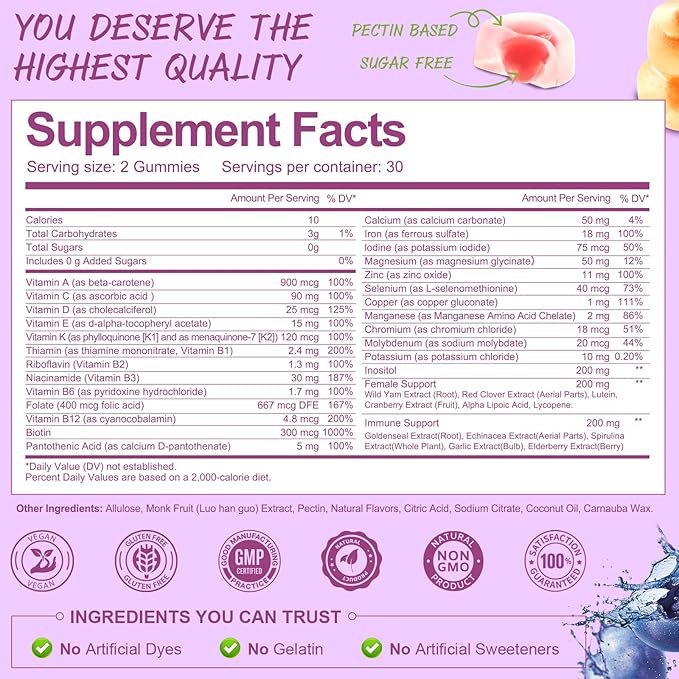 Sugar Free Calcium Magnesium Zinc &amp Womens Multivitamin Gummies Bundle