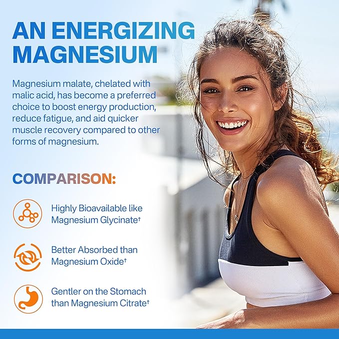 Magnesium Malate Energy Gummies Plus L-Theanine CoQ10 Methyl B12 Methylfolate B6 &amp D3-400mg Magnesium Gummy Sugar Free for Women Men Supports Muscle Function Calm &amp Relax Vegan 60 Cts