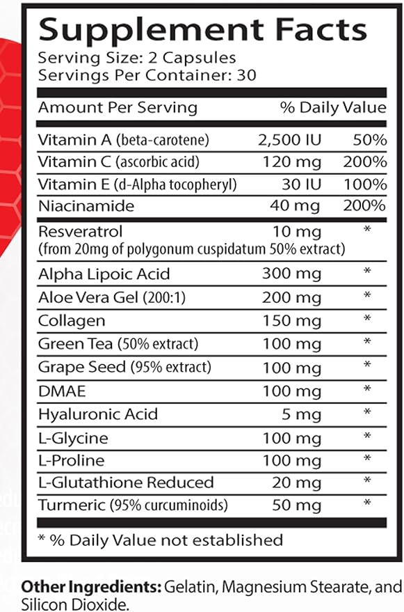 ANTI-WRINKLE SUPPLEMENT - Natural Anti-Wrinkle blend Collagen-rich blend Anti-Wrinkle botanicals Grape Seed and Hyaluronic Acid Anti-Wrinkle Collagen Turmeric touch Resveratrol 3Bot