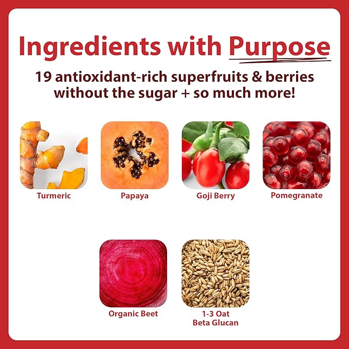 MacroLife Naturals Miracle Reds Superfood Powder 19 Blended Fruit &amp Berry Polyphenols Enzymes Probiotics &amp Antioxidants Supplement - Raw Non-GMO &amp Vegan Whole Food Vitamins - 30oz (90 Serv
