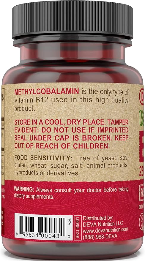 DEVA Vegan Vitamins B-12 High Potency 2500 mcg B12 Fast Dissolve Sublingual 90 Tablets (Pack of 2)