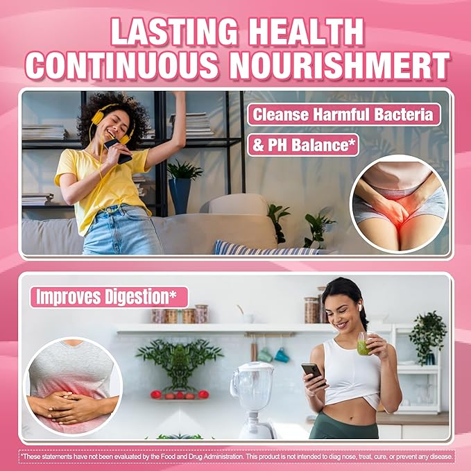 Vaginal Probiotics Gummies for Women PH Balance Odor Control with Prebiotics Cranberry D-Mannose Promotes Feminine Healthy Vaginal Flora Urinary Tract Yeast Digestive Support Sugar Free60Cts