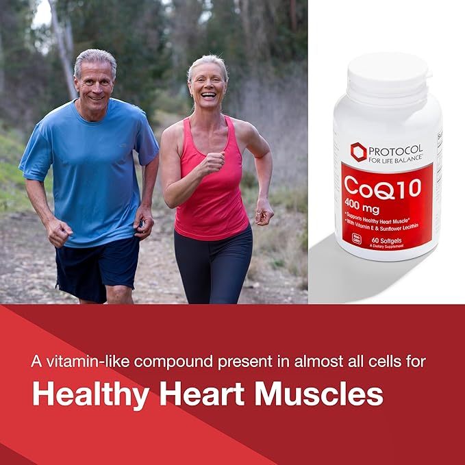PROTOCOL FOR LIFE BALANCE CoQ10 400mg - with Vitamin E &amp Soy Lecithin - CoQ10 Supplement - Halal &amp Egg Free - 60 Softgels