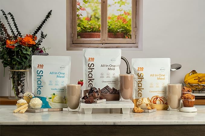 310 Nutrition Meal Replacement Shake Powder Starter Kit with Shaker Cup – Vegan Protein Fiber &amp Superfood Blend – Sugar-Free Low Carb Keto &amp Paleo Friendly – Chocolate Bliss - 14 Servings