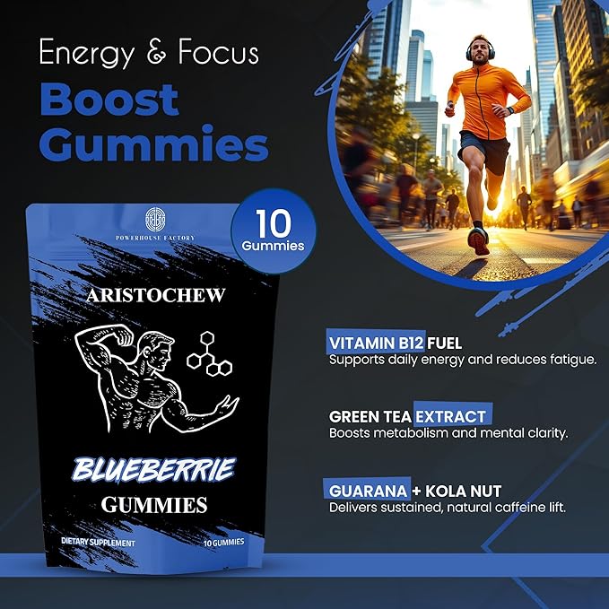 Aristochew Multivitamins Gummies Supports Energy Gummy - 10 Count - Non-GMO Gluten-Free VegetarianBlueberry Flavor