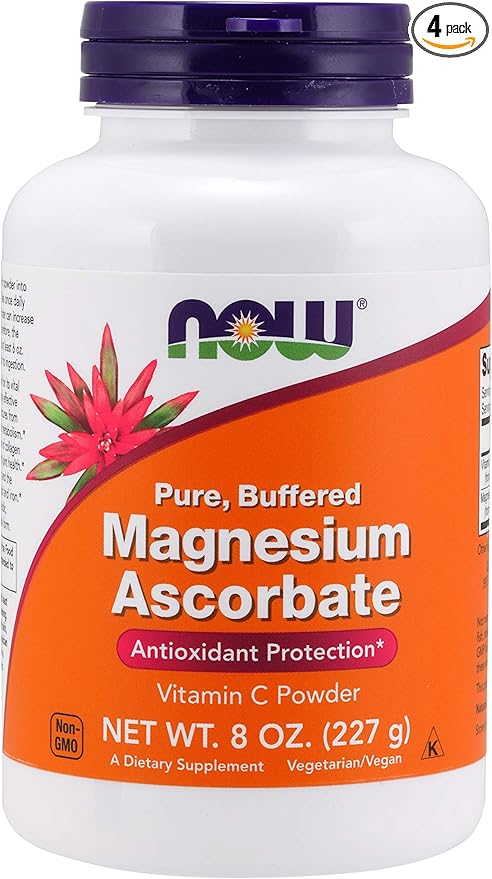 Magnesium Ascorbate Powder 8 OZ by Now Foods (Pack of 4)