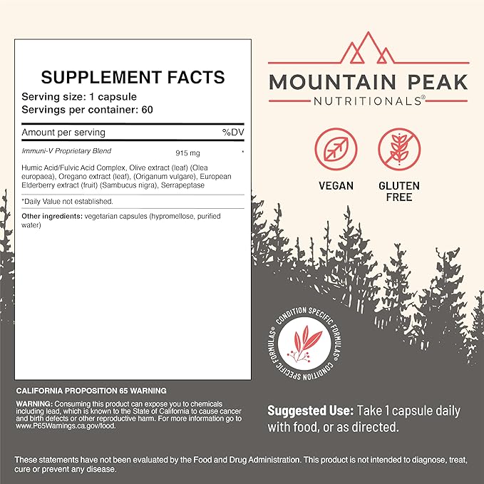 Mountain Peak Nutritionals Immuni-V &amp Sleep Easy Combo Pack - Herbal Supplement Duo with Antioxidants &amp Melatonin - Immune Support &amp Relaxation Formula - 60 Vegetarian Capsules Each