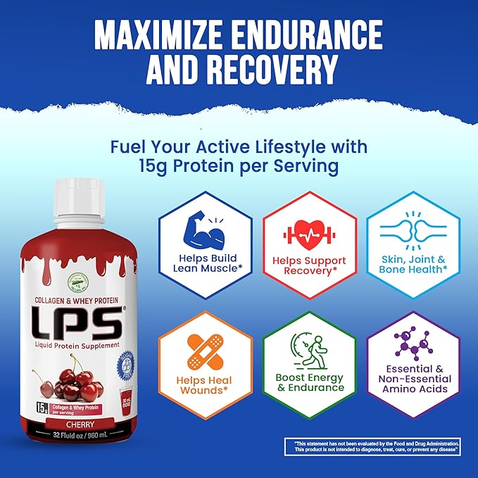 Lps Liquid Collagen &amp Whey Protein Supplement - Sugar-Free Dye-Free Non-Gmo Drink - Hydrolyzed Collagen &amp Whey Peptides Promotes Healthy Skin &amp Hair For Men &amp Women Watermelon 32 F