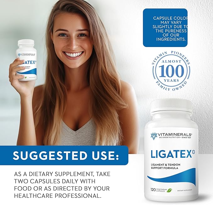 Vitaminerals® 18 Ligatex Plus | Ligament &amp Tendon Support* | Collagen I (Halal) | Turmeric | Manganese | 120 Veggie Caps