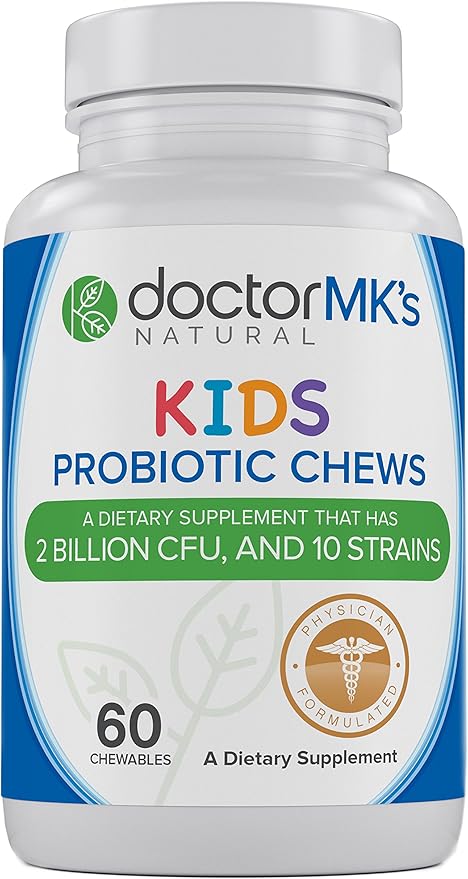 Kids Probiotics Chewable by Doctor MK's® Sugar Free Tastes Like Candy Natural Wild Berry Tablets Vegetarian/Vegan