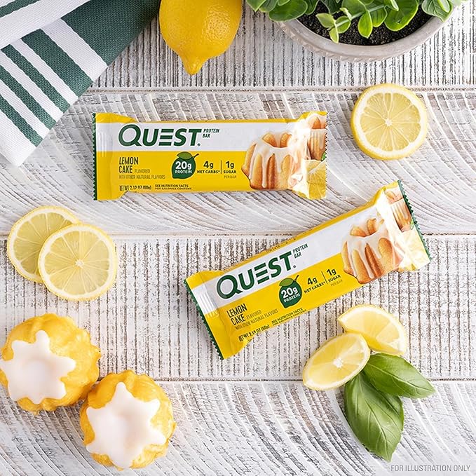 Quest Nutrition Mini Chocolate Chip Cookie Dough Protein Bars High Protein Low Carb &amp Lemon Cake Protein Bars High Protein Low Carb Gluten Free Keto Friendly