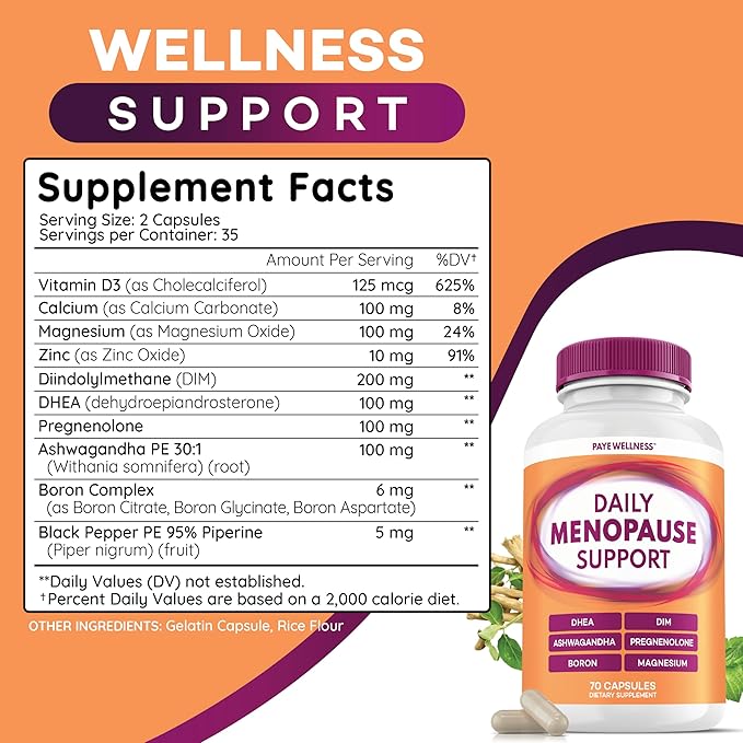 Menopause and Perimenopause Supplement for Women 10-1 Relief Formula for Hot Flashes Night Sweats Mood Energy &amp Hormone – DIM Ashwagandha Vitamin D DHEA Zinc Magnesium 3-Pack 70 Capsules