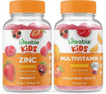 Lifeable Zinc Kids + Multivitamin Kids Gummies Bundle - Great Tasting Vitamin Supplement Gluten Free GMO Free Chewable Gummy