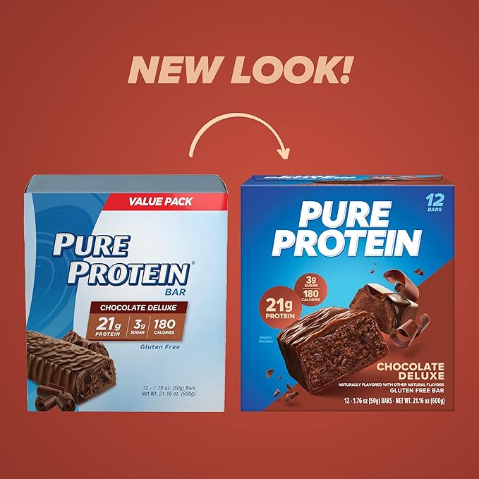 Pure Protein Powder Whey High Protein Low Sugar Gluten Free Vanilla Cream 1.75 lbs &amp Bars High Protein Nutritious Snacks to Support Energy Low Sugar Gluten Free