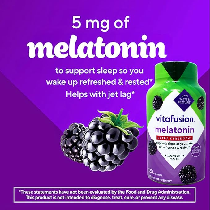 Vitafusion Extra Strength Melatonin 5mg 120 Gummies (Pack of 3)