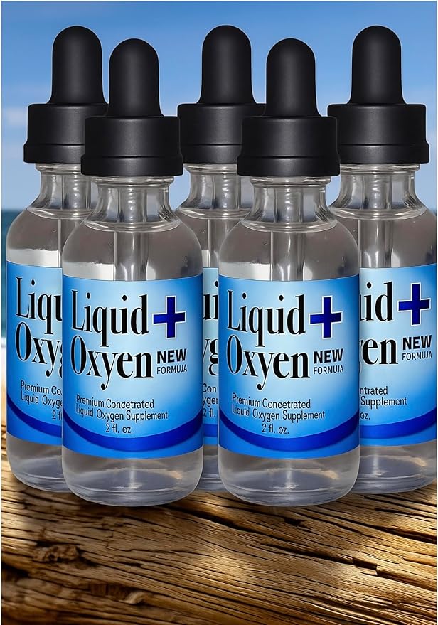 Stabilized Liquid Oxygen Drops – Concentrated Supplement to Oxygenate The Body Boost Energy Support Immunity Hydration and Overall Wellness | Vegan and Sugar-Free 5 Bottles. New Formula