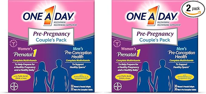 A Day Men's &amp Women's Pre-Pregnancy Multivitamin Softgel Including Vitamins A Vitamin C Vitamin D B6 B12 Folic Acid &amp More Supplement for Before During and Postnatal 60 Count (Pack of