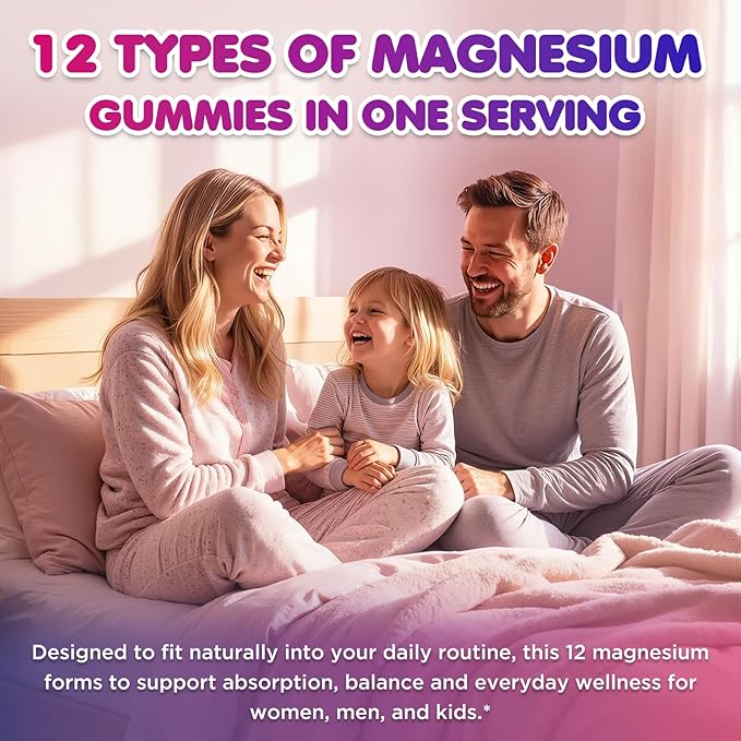 Magnesium Complex 700mg - 12 in 1 Magnesium Gummies with Glycinate Citrate Malate Oxide Taurate Aspartate Orotate - Supports Relaxation Muscle &amp Heart - Sugar Free Strawberry 120 Count