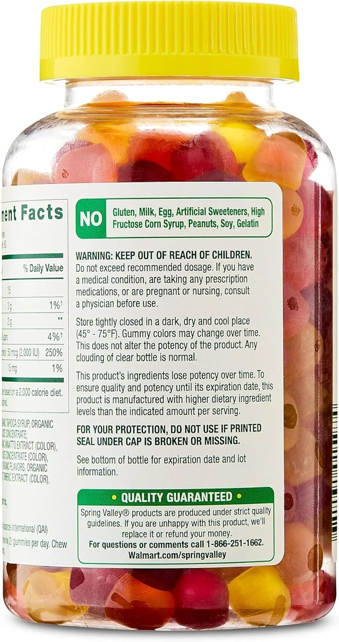 Spring Valley Vitamin D3 50mcg (2000 IU) - 160 Gummies - Bone &amp Immune Support - Assorted Fruit Flavors with SUREFECT Organizer.