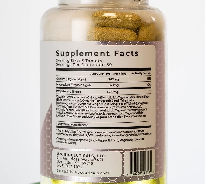 Organic Best Lactation Supplement Tablets - Goats Rue Blessed Milk Thistle Fenugreek - Lactation Consultant Approved - Laboratory Tested - cGMP Manufacturing