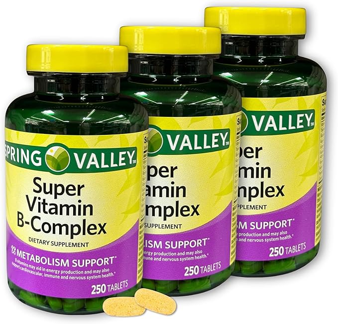 Super B Complex Tablets- High Potency Energy &amp Immune Support 250 Count (Pack of 3 Total 750 Count) Boxed by Fusion Shop Store