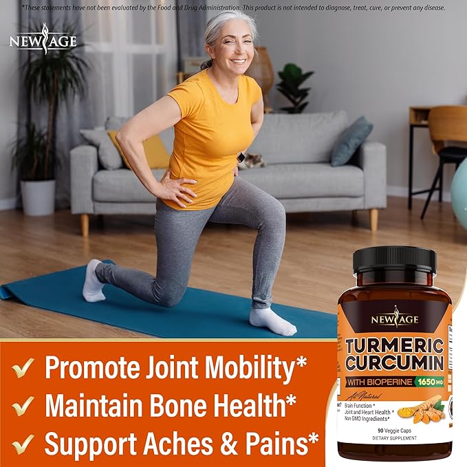 NEW AGE Turmeric Curcumin Capsules - Standardized Curcuminoids - Non-GMO Gluten Free 180 Count (Pack of 2)