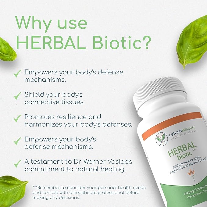 Herbal Biotic Immune Support Vitamins Natural Immune System Booster for Adults Immune Support Supplement Enriched with Cat’s Claw for Probiotic Balance Digestive Health 120 Vegan Capsules