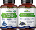 Zazzee Brain &amp Eye Health Support Bundle | Extra Strength Bilberry 20:1 Extract &amp USDA Organic Blueberry Extract Capsules | Non-GMO Vegan &amp ISO Lab Tested