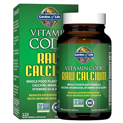 Garden of Life Raw Calcium for Bone Strength with AlgaeCal Raw Magnesium Vitamin Code Healthy Blood for Anemia Support 60 Capsules Each