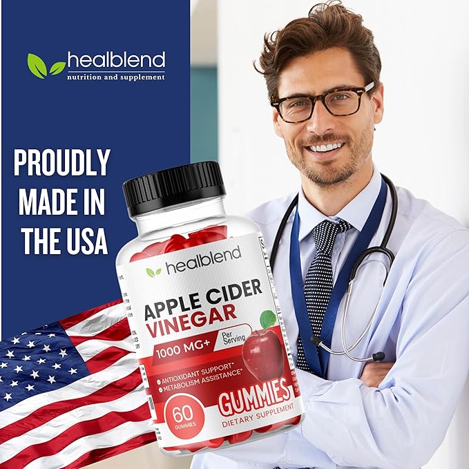 healblend Apple Cider Vinegar Gummy Vitamins 1000MG Per Serving - 120 Count- Vitamin B12 Pomegranate &amp Beet Juice Gelatin-Free Gluten-Free Vegan &amp Non-GMO (2 Pack)