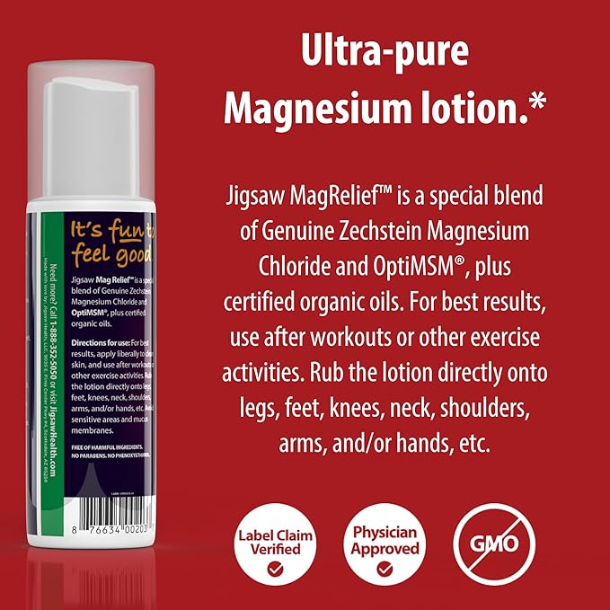 Jigsaw Health Magnesium Bundle | MagSRT 240 Tablets and MagRelief 5 Ounces (Lotion)