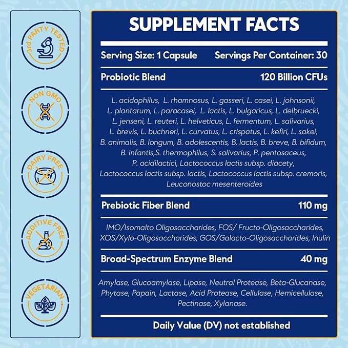 Probiotic 100 Billion CFU + 120 Billion CFU for Gut &amp Digestive Health Vegan Acidophilus Probiotic Supplement
