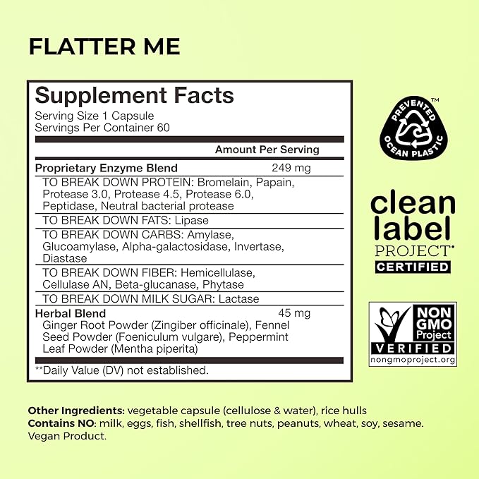 HUM Flatter Me Extra Strength Digestive Enzymes Flatter Me Fiber Supplement
