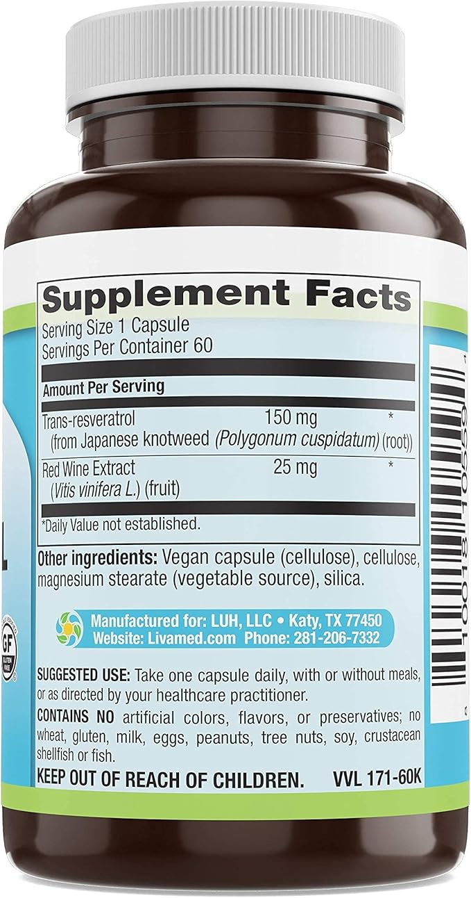 Livamed - Resveratrol 150 mg Veg Caps 60 Count