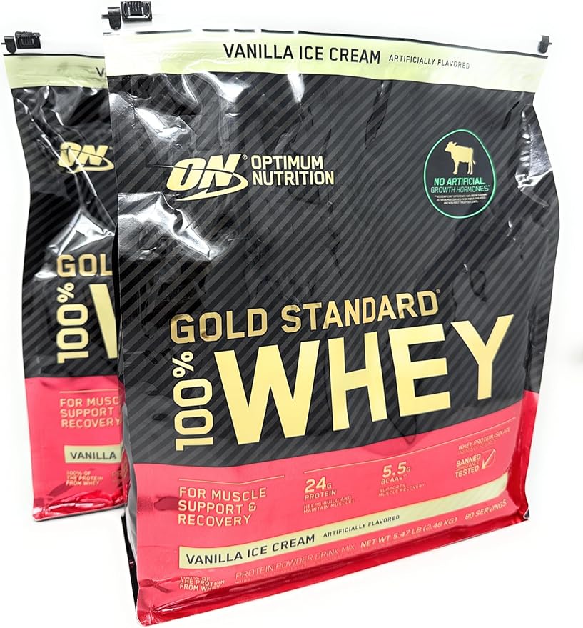 Optimum Nutrition Gold Standard 100% Whey Protein Powder Vanilla Ice Cream 10 Pound (Packaging May Vary)
