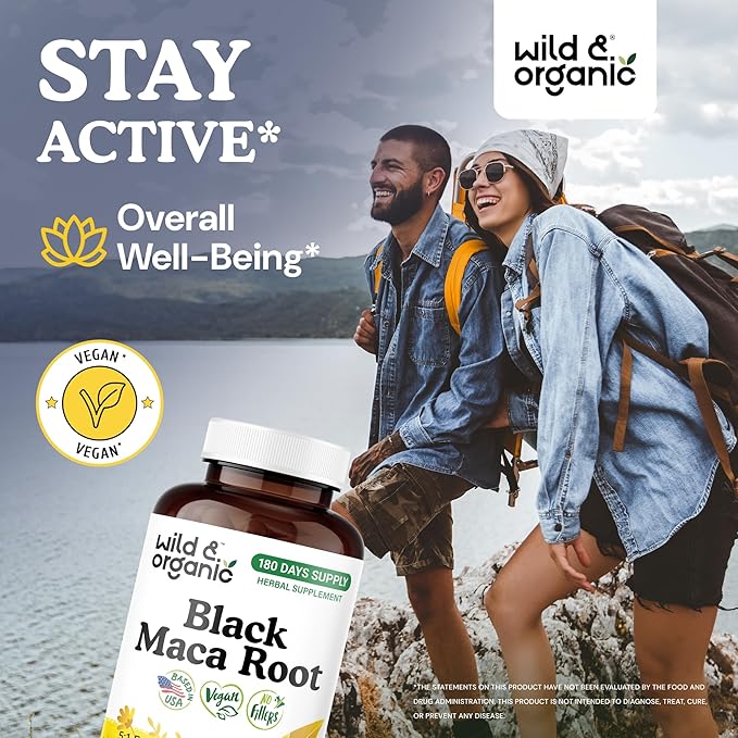 Wild &amp Organic Black Maca Root 180 Capsules &amp Ashwagandha Tincture 4 fl oz