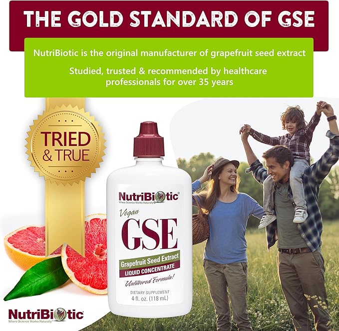 NutriBiotic – GSE 4 Oz Liquid | The Original Grapefruit Seed Extract Premium Concentrate with Bioflavonoids | Vegan Gluten Free Non-GMO (Pack of 2)