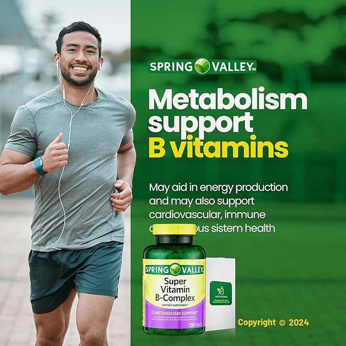 Super Vitamin B-Complex Tablets 250 + Spring Super Vitamin B-Complex Tablets Dietary Supplementt Bundle Exclusive Better Ligth&ampSpring Guide