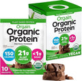 Orgain Organic Vegan Protein Powder Creamy Chocolate Fudge - 21g Plant Protein 6g Prebiotic Fiber Low Carb No Lactose Ingredients No Added Sugar Non-GMO 10 Single Serve Individual Packets