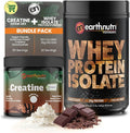 Whey Protein Isolate &amp Creatine Monohydrate Powder Bundle – Post Workout Drink for Strength Performance &amp Endurance – Non-GMO Gluten-Free Sugar-Free – 25g Protein Chocolate and Unflavored 2