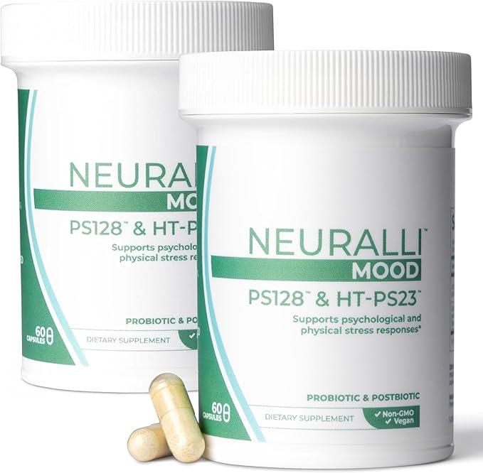 Bened Life Neuralli Mood with PS128 for Stress Relief &amp Recovery via The Gut-Brain Axis (60-Day Supply) Ages 18+ - 2 Bottles (120 Capsules)