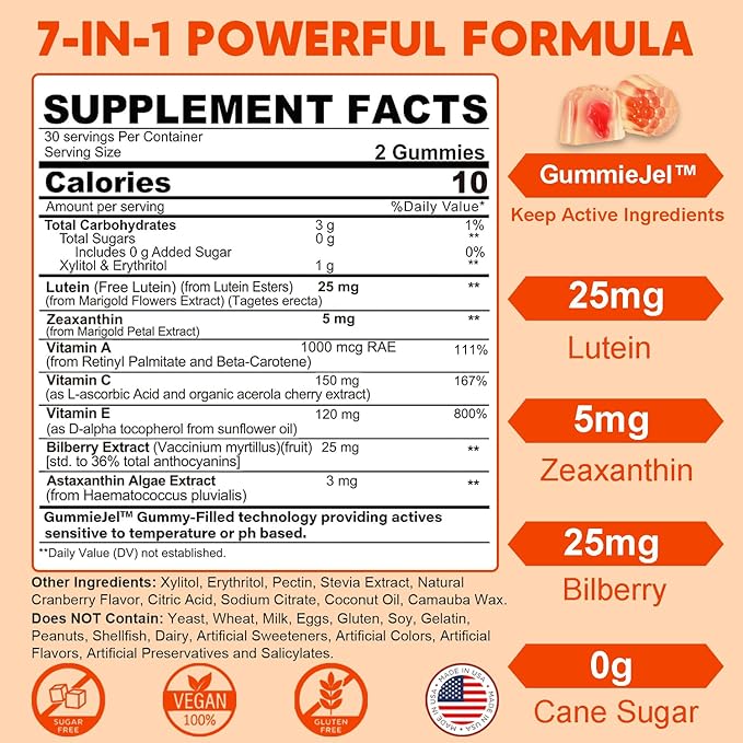 NEVISS Sugar Free Lutein Gummies 60 Count + CoQ10 Gummies 120 Count