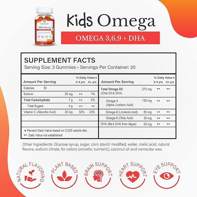 Salaam Nutritionals - Vitamin Pack Omega 3 + Dha for Kids Multivitamins for Kids Vitamin C Vitamin Gummies Bundle 3 Packs