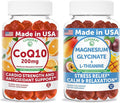 Lunakai USA Made CoQ10 200mg + Magnesium Glycinate with L-Theanine Gummies Bundle – Naturally Flavored Non-GMO – 60ct Each