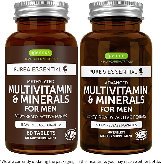 Multivitamin &amp Minerals for Men + High Absorption Curcumin C3 Complex Vegan Bundle Sustained Release Advanced Multivitamin + 300% Greater Absorption Curcuminoids with Rapid Uptake by Igennus