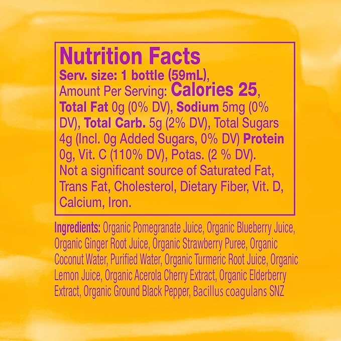 Vive Organic Immune Support Elderberry Shot Cold-Pressed Turmeric &amp Ginger Gluten Free Vegan Immunity Boost Elderberry 2 Fl Oz (Pack of 12)