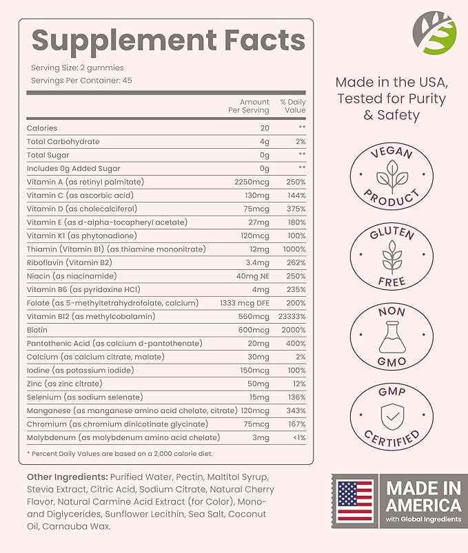 BariSlim Advanced Bariatric Multivitamin Gummies - Specially Formulated Bariatric Vitamins for Patients After Weight Loss Surgery - Supports Energy &amp Immune Health | Cherry (90 Vegan Gummies)