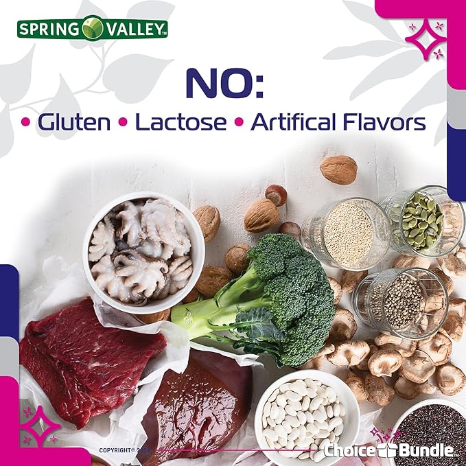 Spring Valley Iron 65 mg Tablets Ferrous Sulfate Value Size 200 Ct 2 Pk (400 Total) + Vitamin Vitality &amp Pill Container (4 Items)!